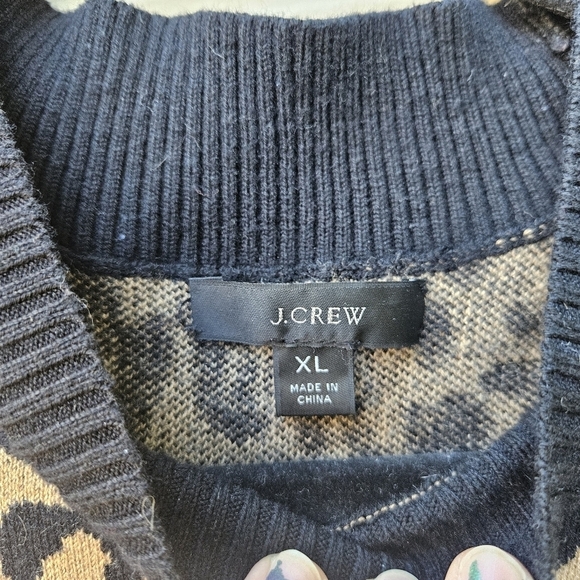 J. Crew mockneck sweater dress leopard print with pockets XL - Picture 4 of 6